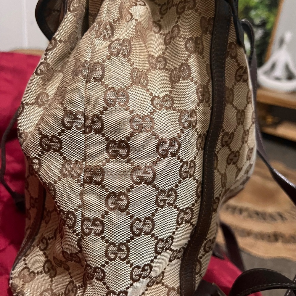 Gucci Tan and Brown GG Canvas Backpack - Picture 3 of 9